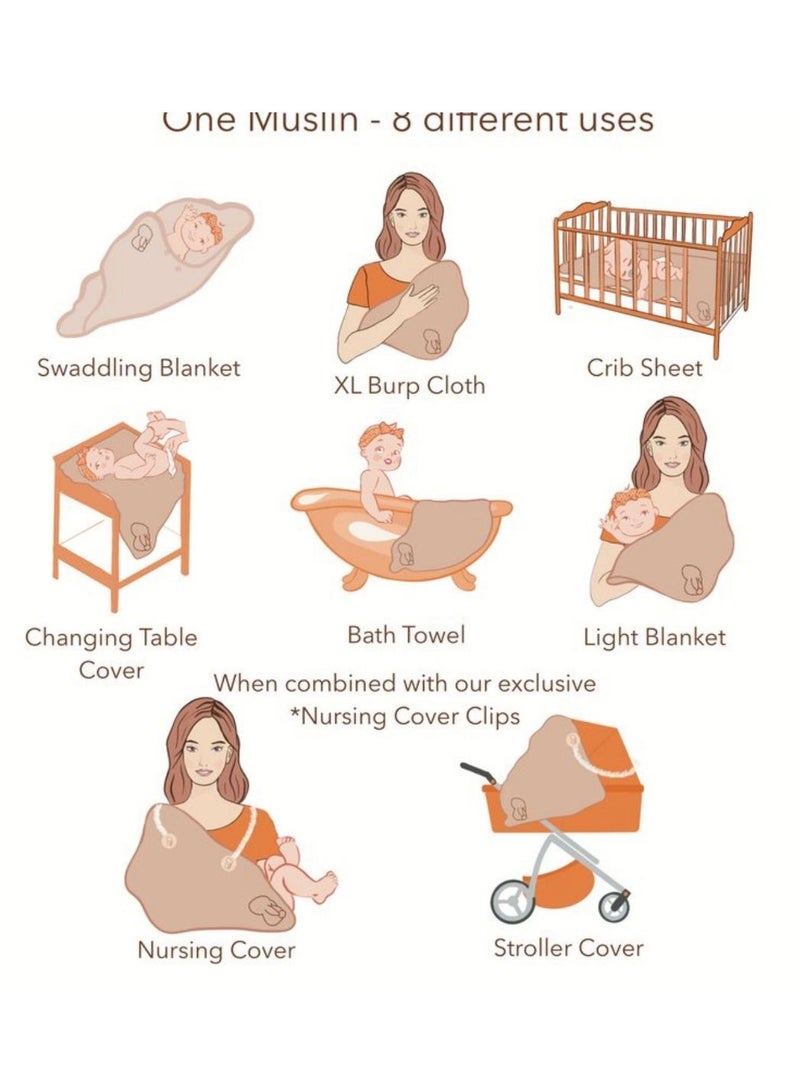 Anami 3-Pack Bamboo Cotton Muslin Baby Swaddles – Soft, Breathable, Multi-Use Wraps for Newborns (110x110cm) - Image 5